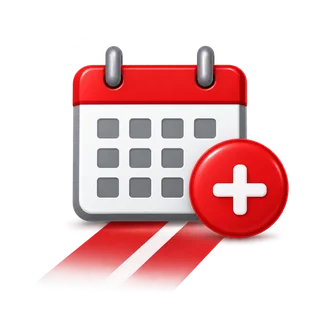 Plastischer Kalender mit rotem Plus